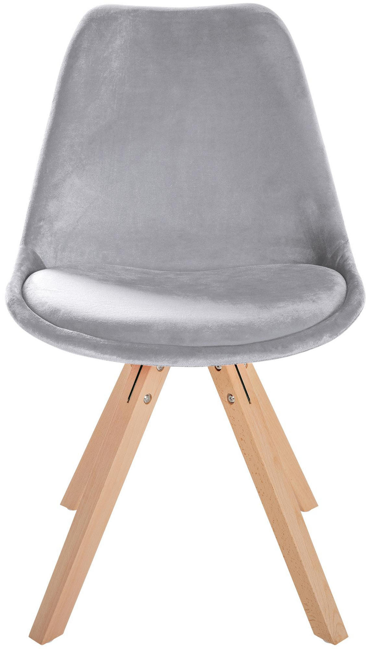STUHL Samt hellgrau - Hellgrau/Naturfarben, Holz/Textil (48/81/54cm) - CLP