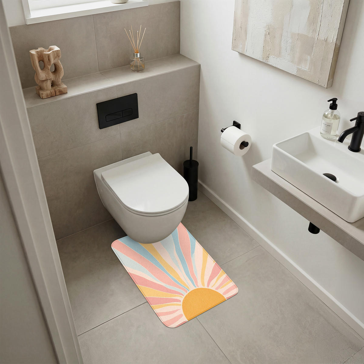 WC PŘEDLOŽKA Ilustrace - Slunce - Pastelové barvy 40x60 cm - pastelově modrá, textil/plast (40/1cm) - OnlyWow