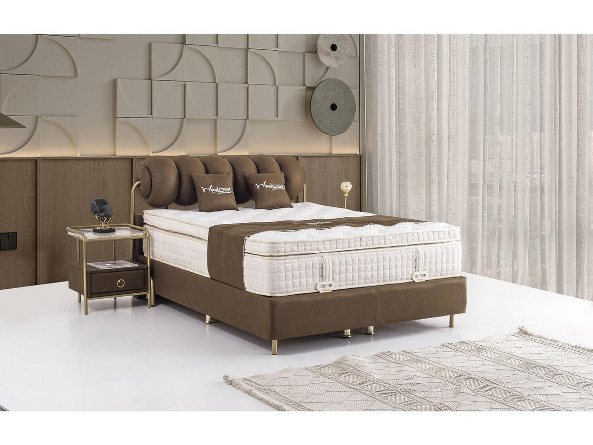 POLSTERBETTSET Titanic 200x200 Braun - Braun, Textil/Metall (200/200cm) - Villa Möbel
