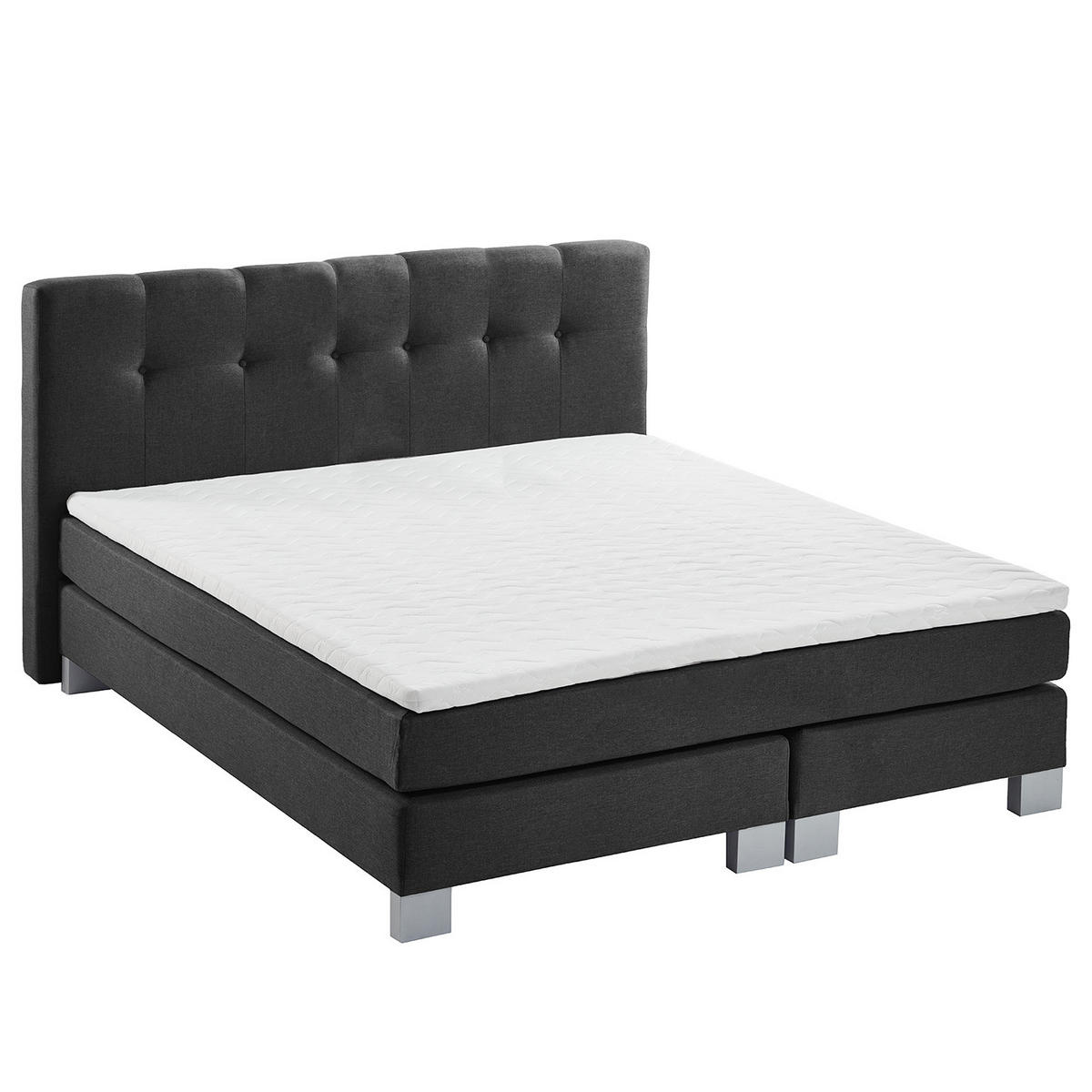 BOXSPRINGBETT - Webstoff - Grau, Textil (180/200cm) - home24