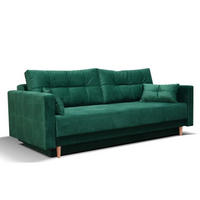 SCHLAFSOFA LEMA, Sofa mit Schlaffunktion und Bettkasten, Farbe: Grün, Veloursstoff - Grün, Textil (216/85/91cm) - Sepro Meble