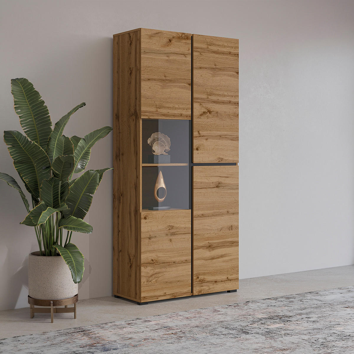 GESCHIRRSCHRANK Lilia Holz - Braun, Holzwerkstoff (79.5/183.5/40cm) - Petits-meubles
