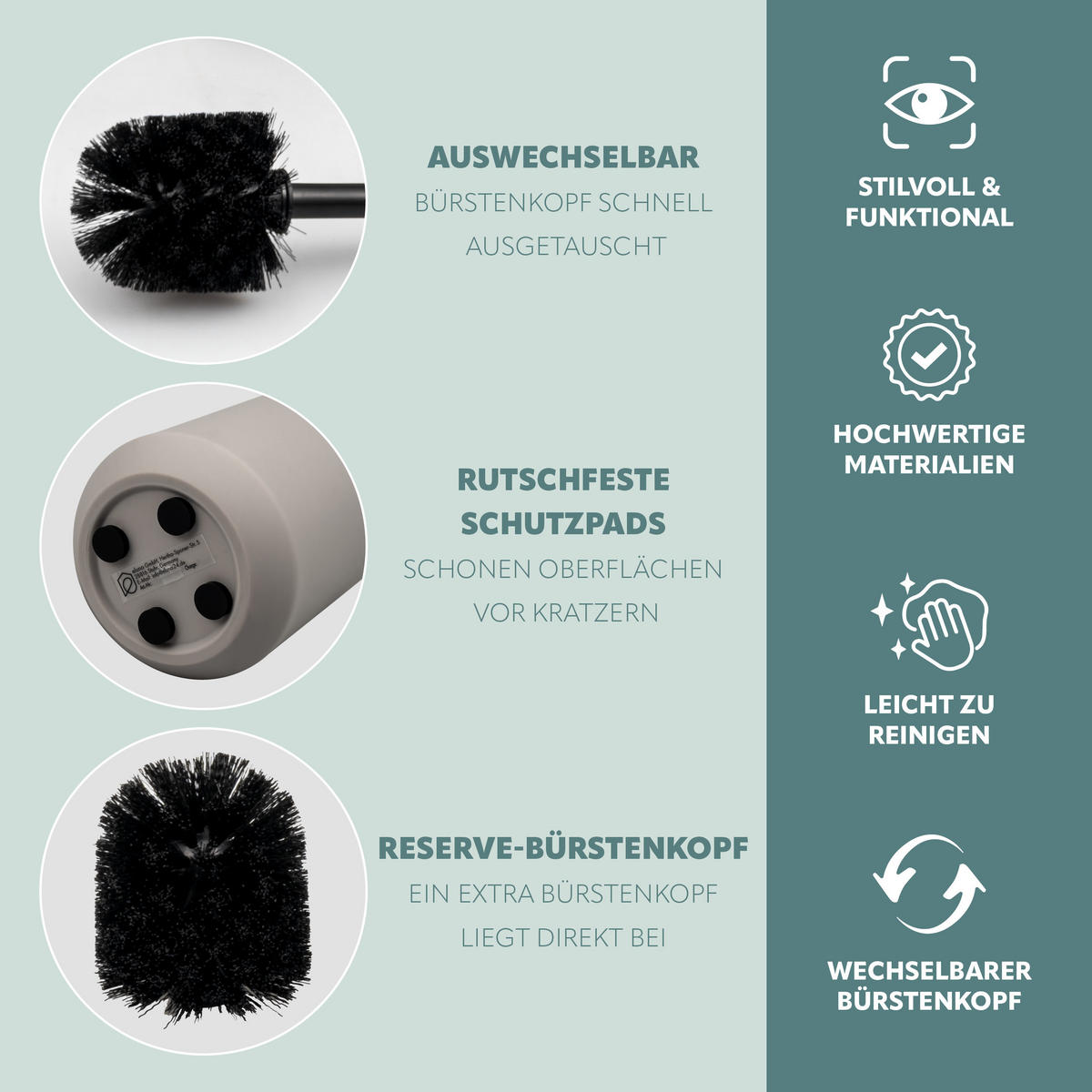 WC-GARNITUR TESERO, Kunststoff, braun - Braun, Kunststoff (10.5/39.5/10.5cm) - eluno