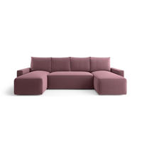 WOHNLANDSCHAFT mit Schlaffunktion SAVIO U Poso 130 - Flieder, Textil (300/75/140cm) - Bedante