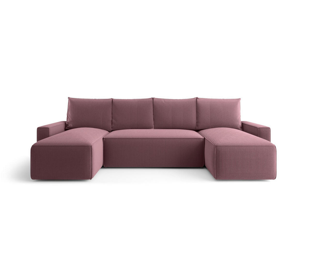 WOHNLANDSCHAFT mit Schlaffunktion SAVIO U Poso 130 - Flieder, Textil (300/75/140cm) - Bedante