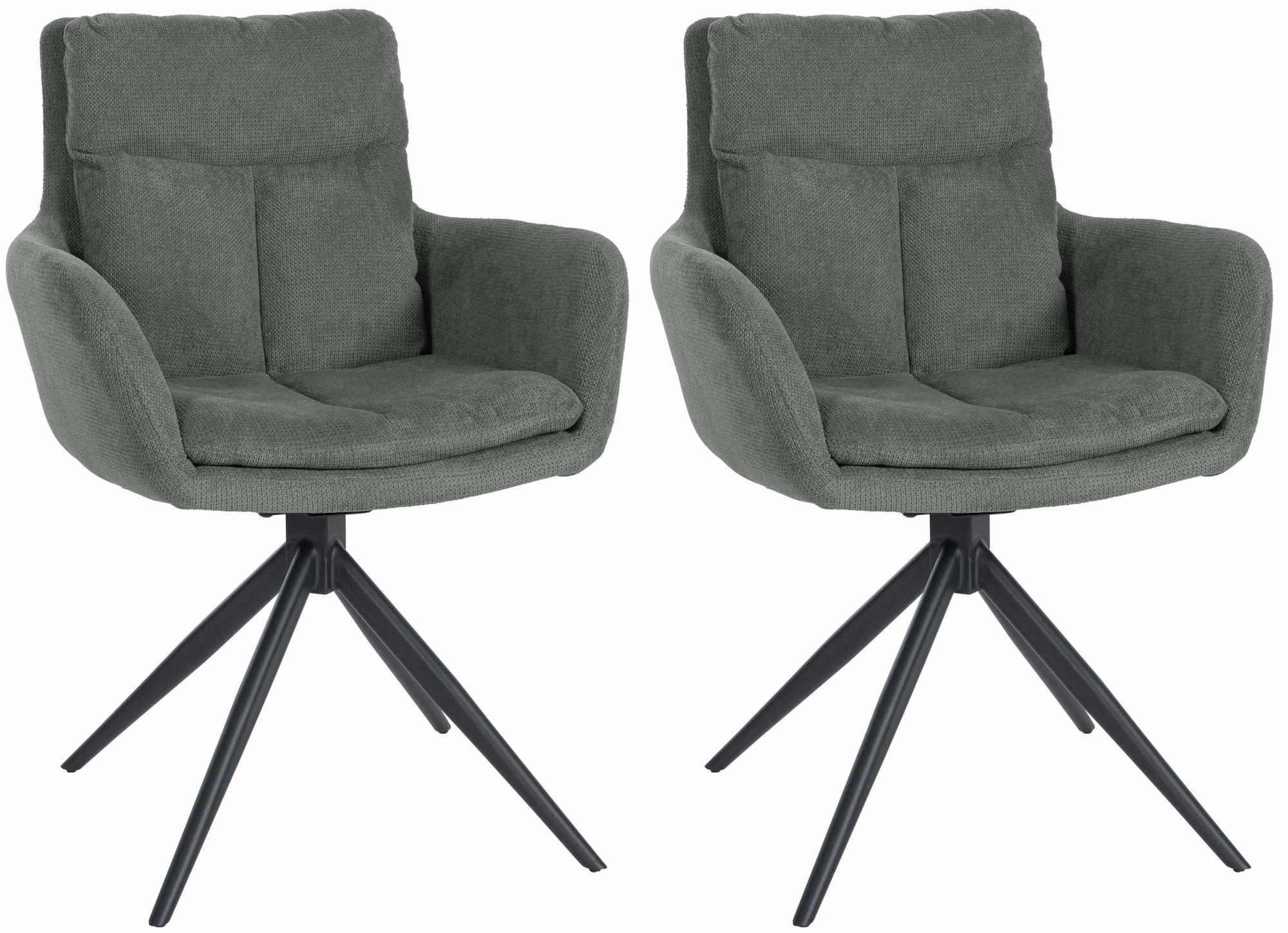 ARMLEHNENSTUHL 2er Set Stoff Grau - Schwarz/Grau, Textil/Metall (60/88/65cm) - CLP