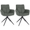 ARMLEHNENSTUHL 2er Set Stoff Grau - Schwarz/Grau, Textil/Metall (60/88/65cm) - CLP