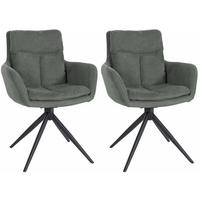 ARMLEHNENSTUHL 2er Set Stoff Grau - Schwarz/Grau, Textil/Metall (60/88/65cm) - CLP