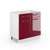 KÜCHENUNTERSCHRANK Fame-Line Bordeaux Hochglanz 80 cm ohne AP - Bordeaux/Weiß, Holzwerkstoff (80/82/51.6cm) - Vicco