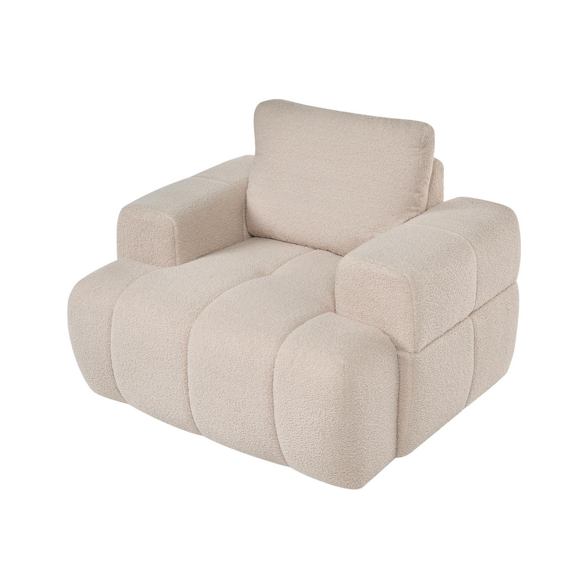 SESSEL Bouclé Beige Narilla - Beige, Kunststoff/Textil (111/81/92cm) - Beliani