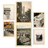 POSTER Set Mit 6 Vintage Paris A3 & A4 Rahmen Aus Hellem Holz - Beige, Papier (29/3cm) - Nacnic