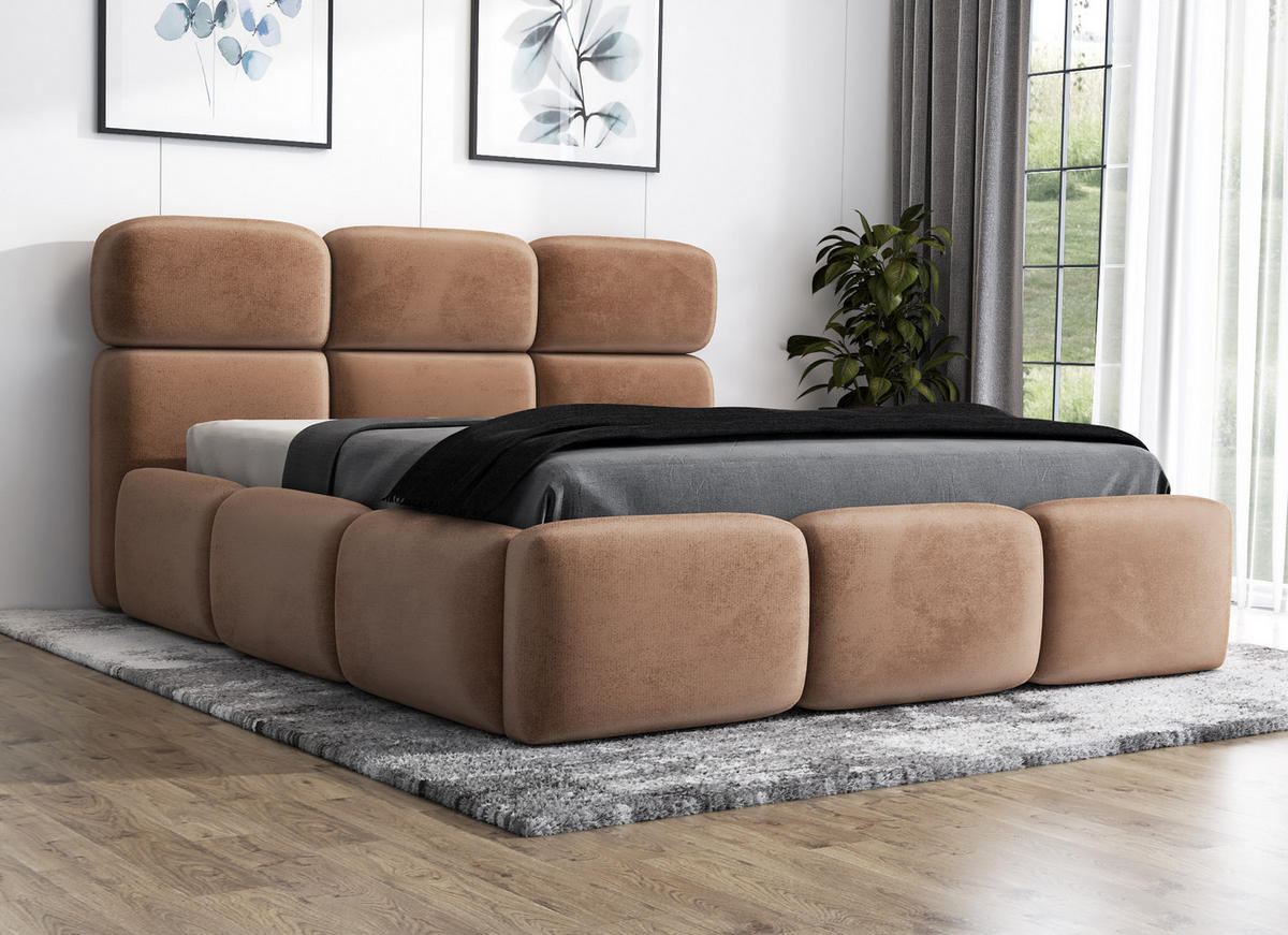 POLSTERBETT MAROKO 180x200 Braun - Braun, Textil (180/200cm) - A&J MöbelLand