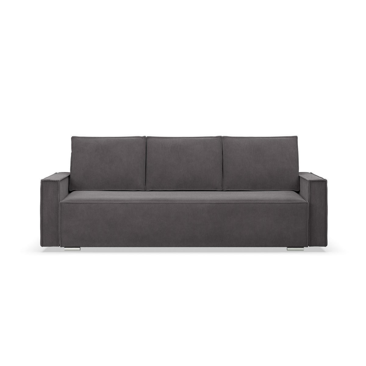 SOFA 3-SITZER MIT SCHLAFFUNKTION NOTO Dunkelgrau - Dunkelgrau, Textil (95/92/220cm) - Mebligo