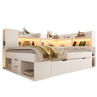 TAGESBETT 140/200 cm mit LED-Beleuchtung, USB- und Typ-C-Anschluss sowie Stauraum und Matratze, Weiß - Weiß, Holzwerkstoff (140/200cm) - Redom