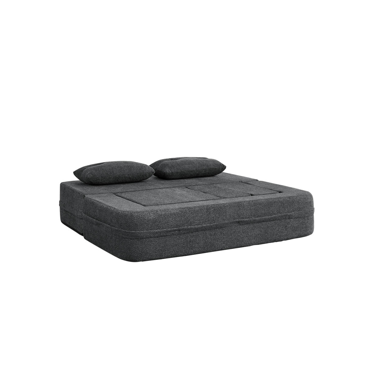SCHLAFSOFA aus Stoff Dunkelgrau klappbar mit Sessel, Seitentaschen und Memory-Schaum - Dunkelgrau, Textil (199/39/194cm) - Modfu