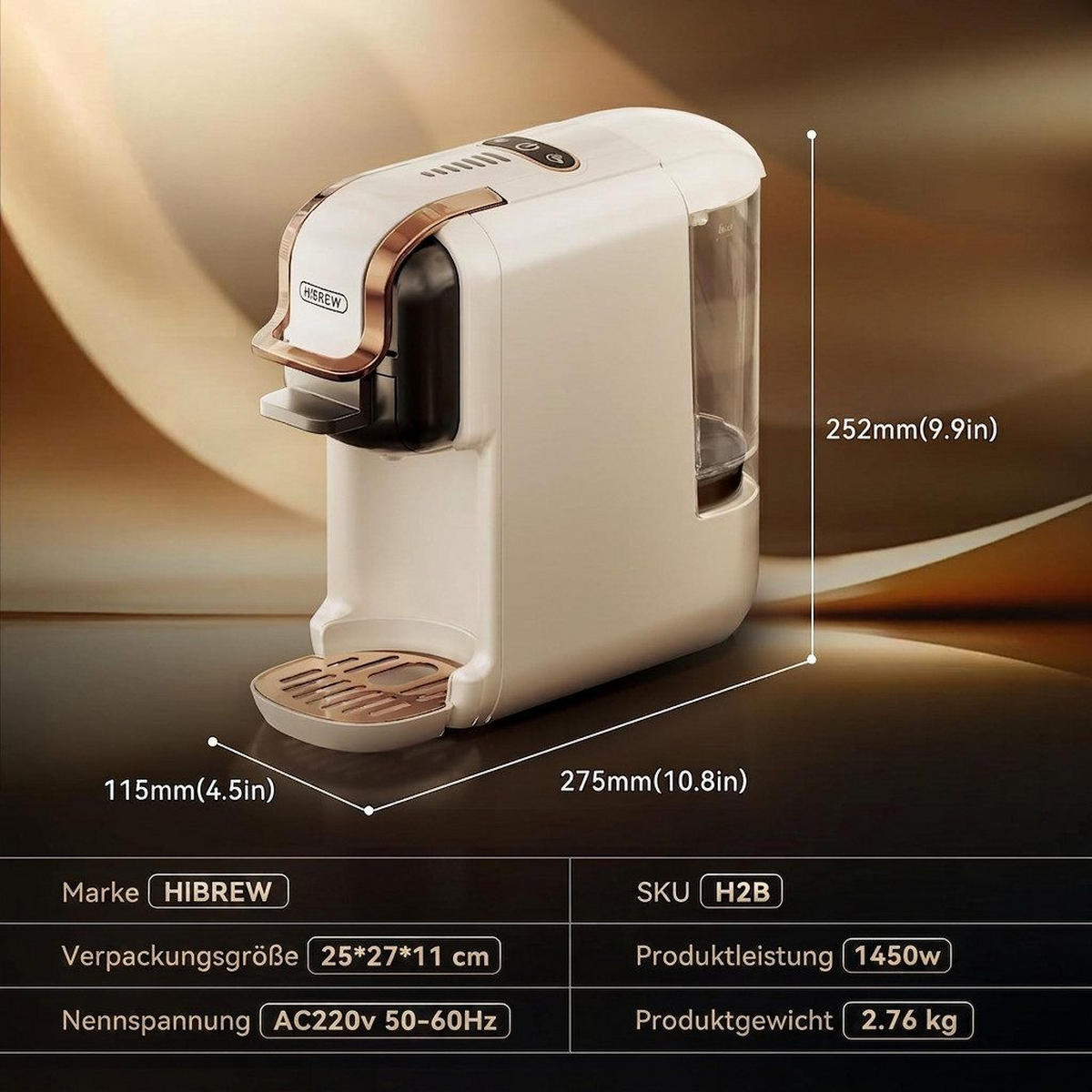 KAPSELMASCHINE 5-in-1 20 Bar für N-Kapseln/DG/K-Cup/Pads/Pulver - Weiß, Metall (11/24.5/24.5cm) - BEXEVUE