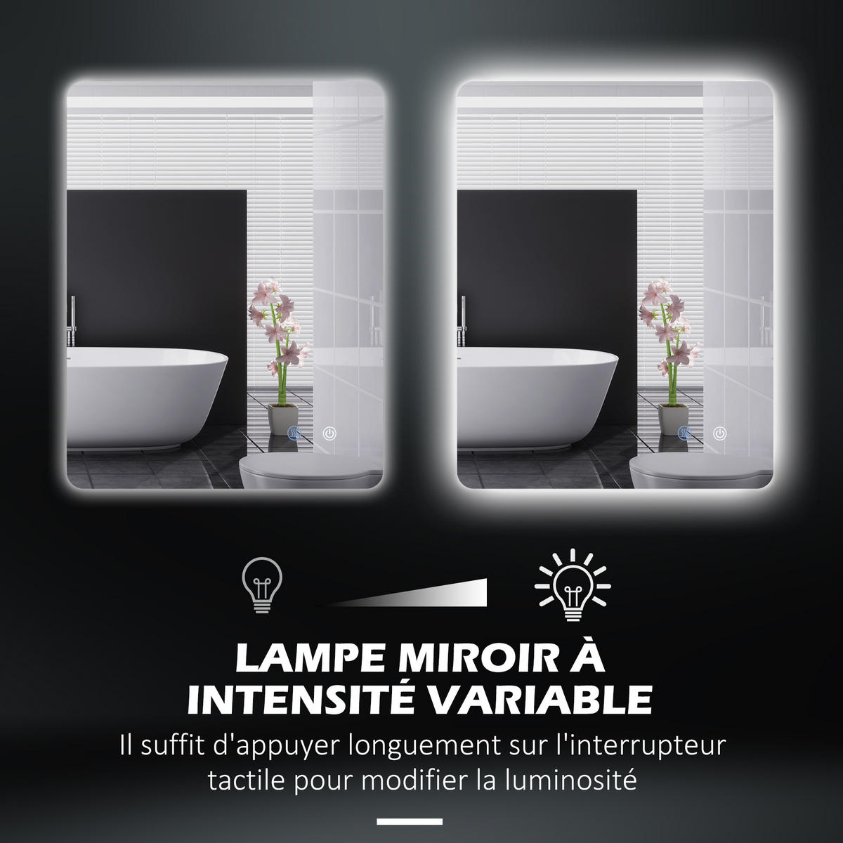 BADEZIMMERSPIEGEL DE-15130 80/60 cm mit 3 LED-Farben und dimmbar Weiß - Transparent, Glas (60/3/90cm) - ComfortXL