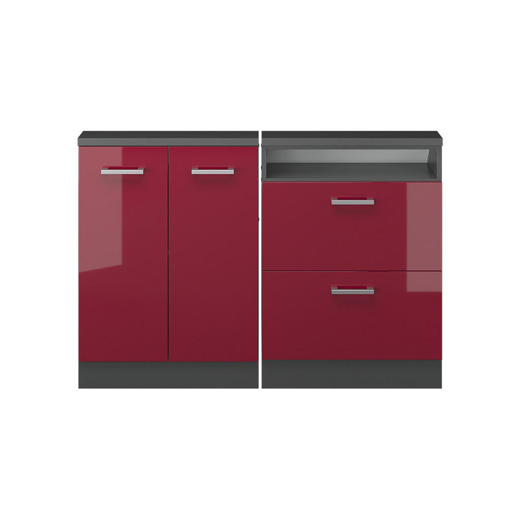 Vicco Dachschrägenschrank-Set | Weiß, Anthrazit | 120/83.8/46 cm | Rot, Anthrazit