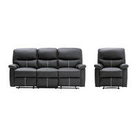 SOFAGARNITUR mit Relaxfunktion - 4 -Sitzer - Kunstleder - schwarz - CANBY - Schwarz, Leder (183/95/90cm) - Vente-Unique