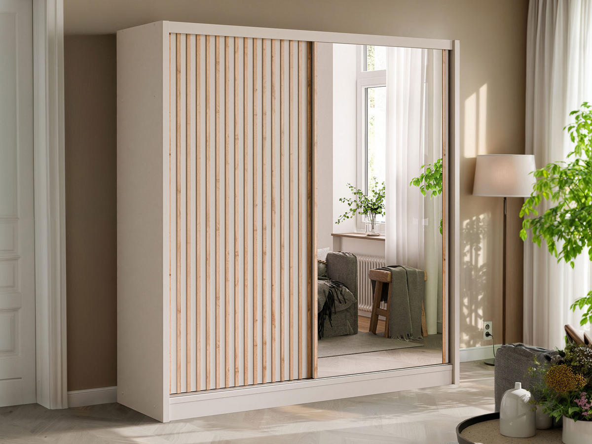 SCHWEBETÜRENSCHRANK London Lux 203 - Kaschmir, Holzwerkstoff (203/215/60cm) - MIRJAN24