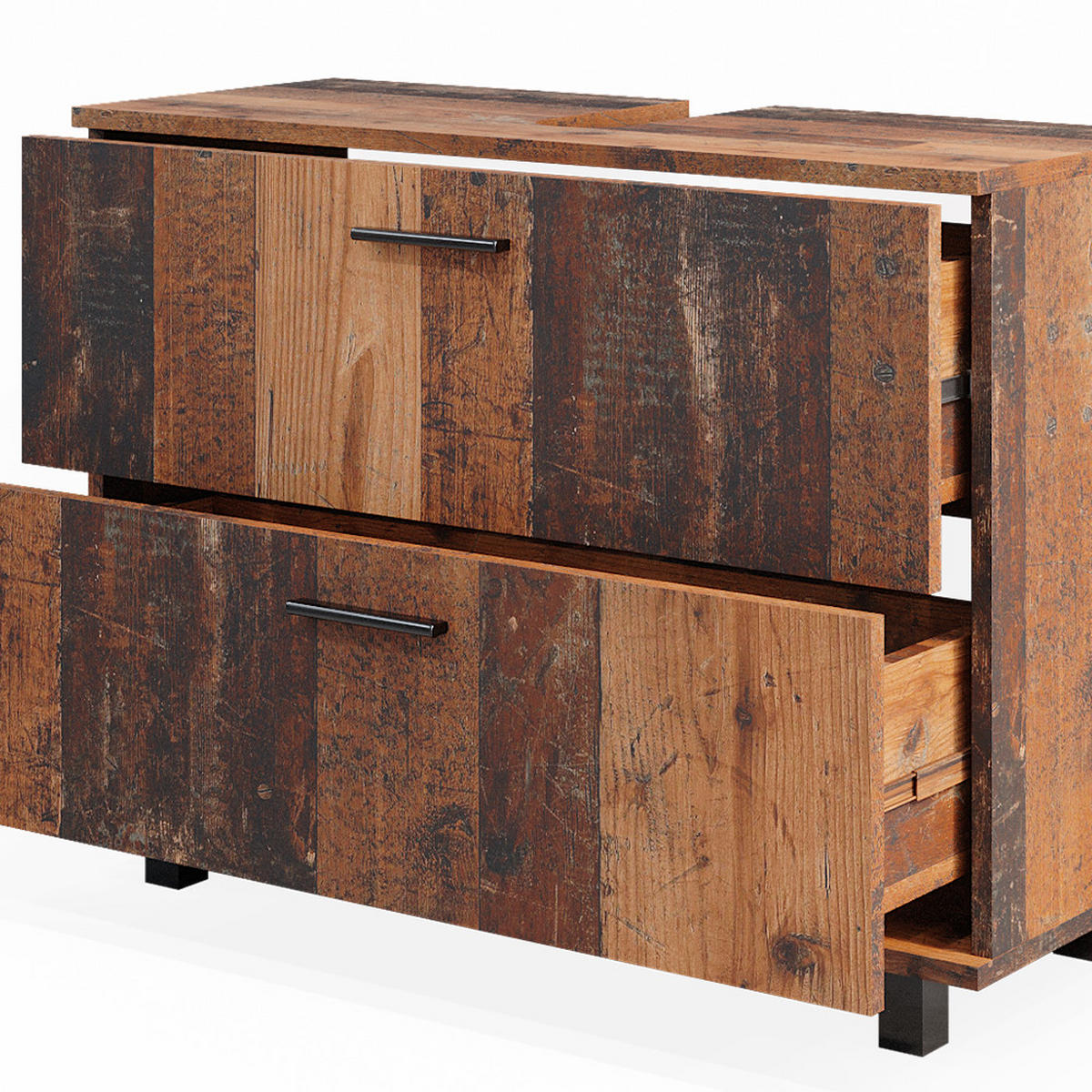 BADMÖBEL-SET Ilias Eiche rustikal 3 Teile, mit Hochschrank - Wildeiche, Holzwerkstoff (80.2/60.8/33cm) - Vicco