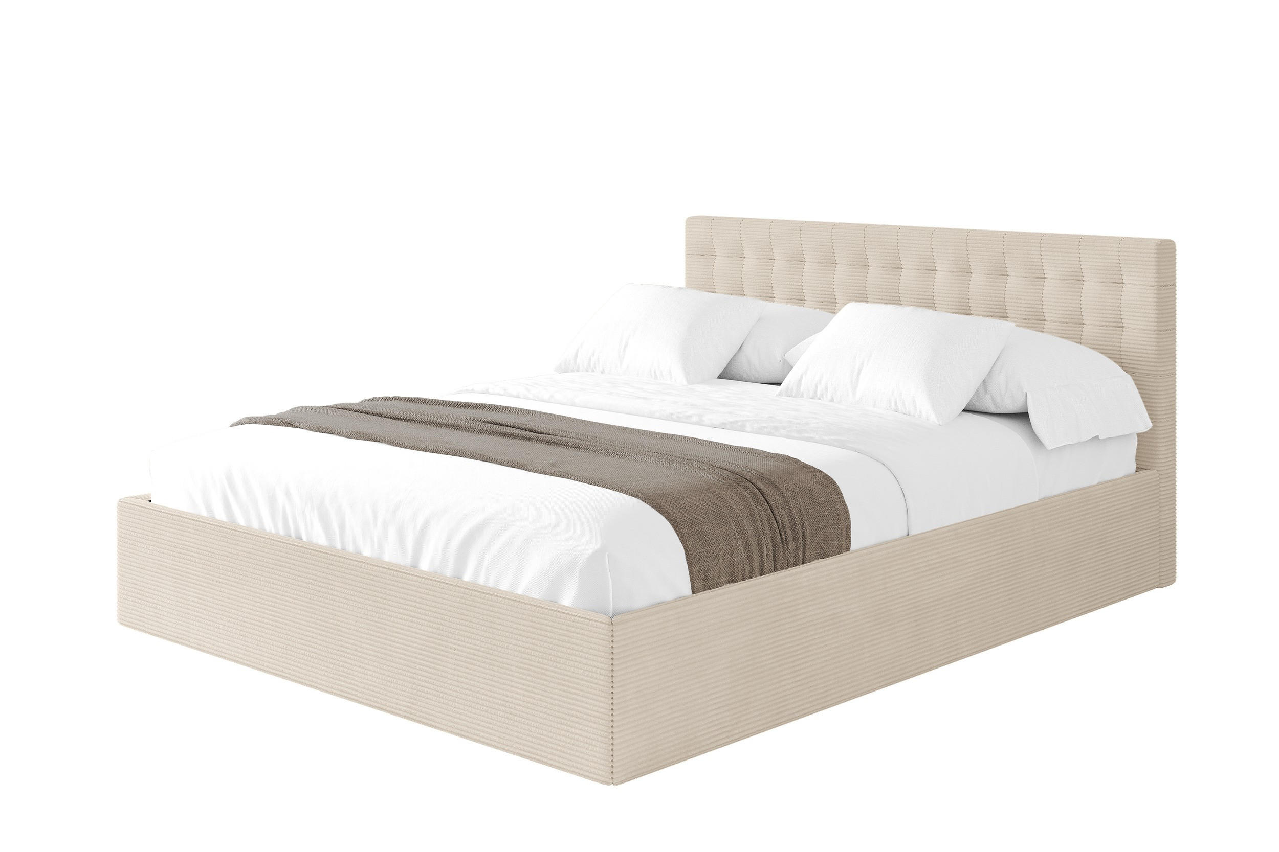 POLSTERBETT mit Bettkasten und Lattenrost, Boxbett ohne Matratze - PARI 140x200 Beige - Kaschmir, Holzwerkstoff/Textil (140/200cm) - ALTDECOR