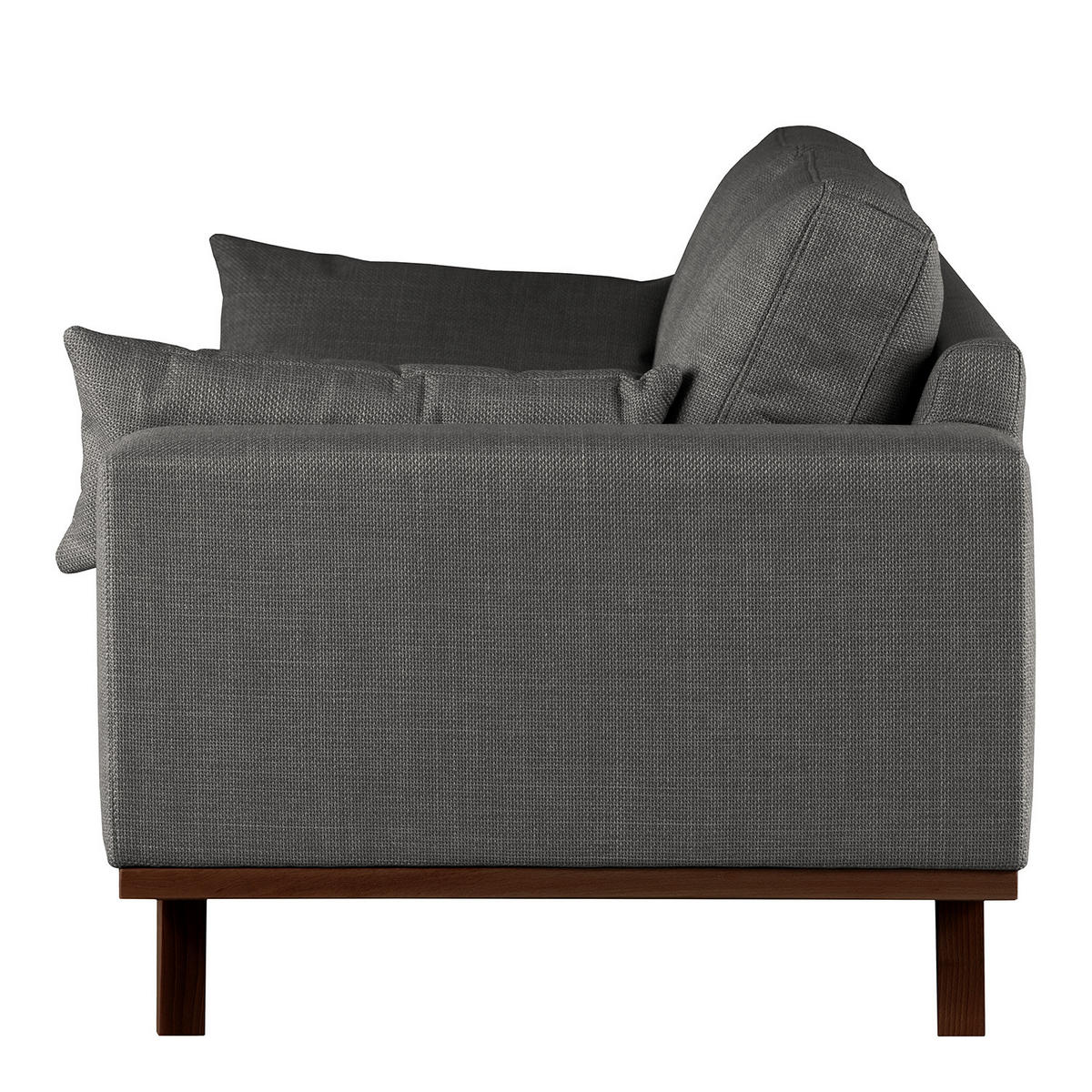 2-SITZER SOFA - Dunkelgrau/Buchefarben, Buchenholz/Textil (197/81/88cm) - home24