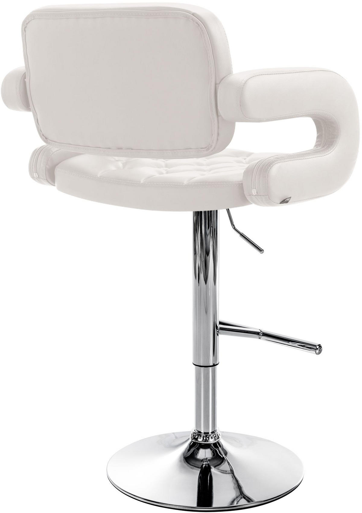 BARHOCKER Lederlook weiß - Chromfarben/Weiß, Textil/Metall (62/103/55cm) - CLP