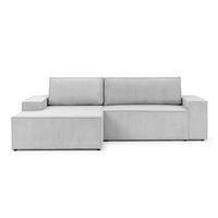 ECKSOFA Rivio mit Schlaffunktion und Bettkasten, Cordstoff Hellgrau - Hellgrau/Schwarz, Holz/Kunststoff (149/262cm) - S-Style