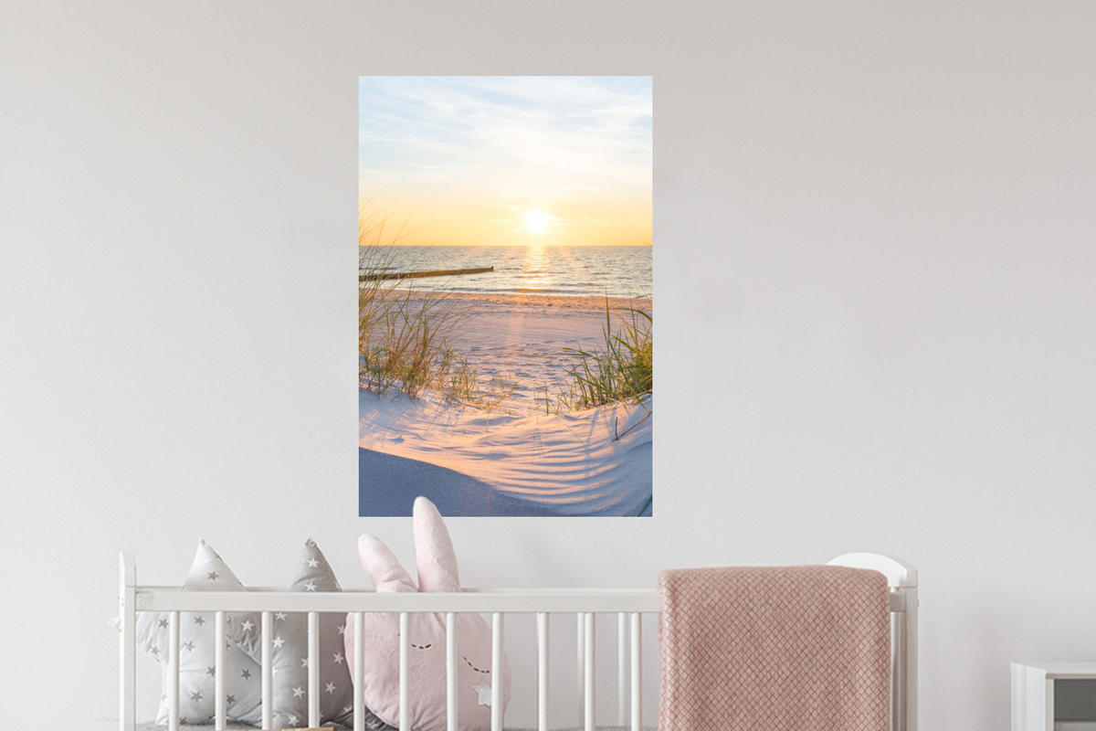 WANDTATTOO Strand - Sonne - Düne - Gras - Sand - Horizont 40x60 cm - Hellblau, Kunststoff (40/60/0.1cm) - MuchoWow