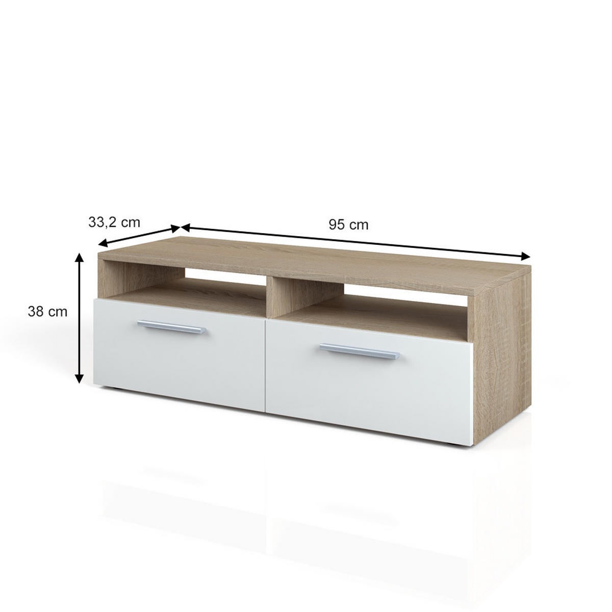LOWBOARD Diego Sonoma 95 x 38 cm - Sonoma Eiche, Holzwerkstoff (190/38/33.2cm) - Vicco