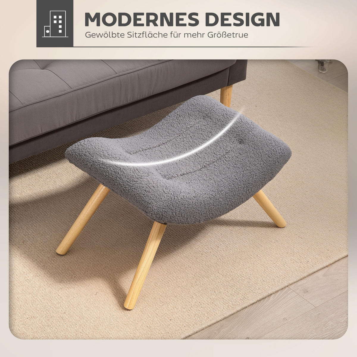 SITZHOCKER mit Berberfleece-Stoff, 67 x 45 x 38 cm, Dunkelgrau - Dunkelgrau, Kunststoff (45/38/67cm) - HOMCOM