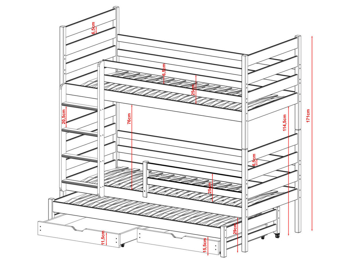ETAGENBETT WEIß - Weiß, Holz (90/200cm) - FURNLUX