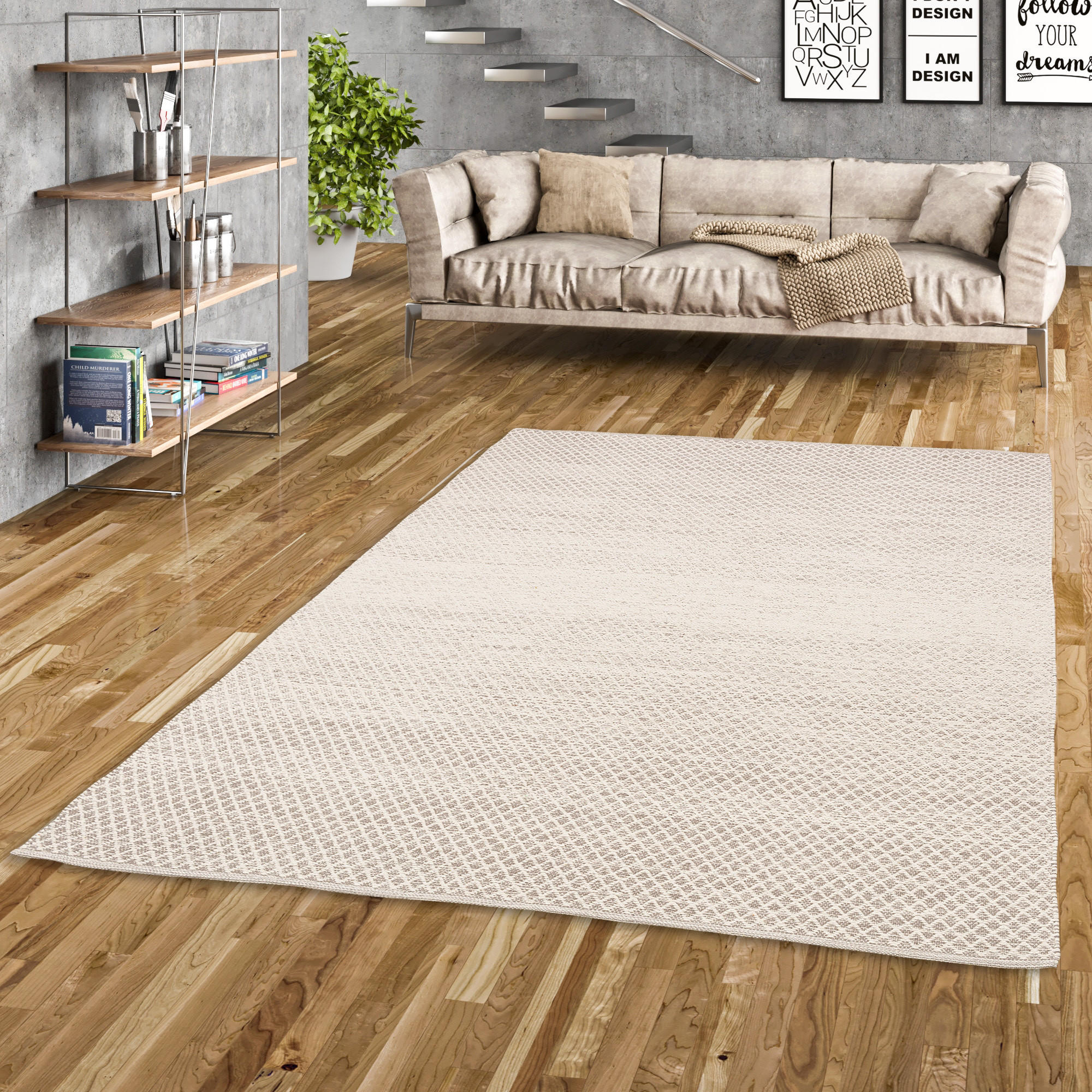 BAUMWOLLE NATUR KELIM TEPPICH SANDY MELIERT - Grau, Textil (200/290cm) - Pergamon