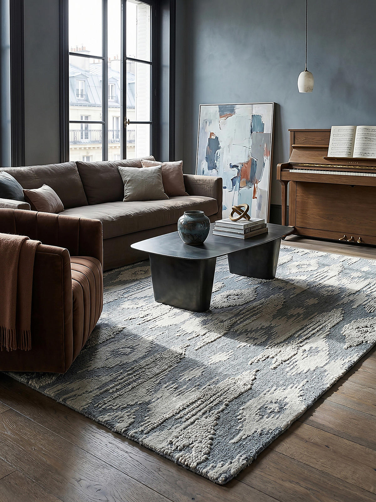 WOLLTEPPICH SOAR, im Ethno-Stil, Blau, 160 x 230 cm - Blau, Textil (230/160cm) - KADIMA DESIGN