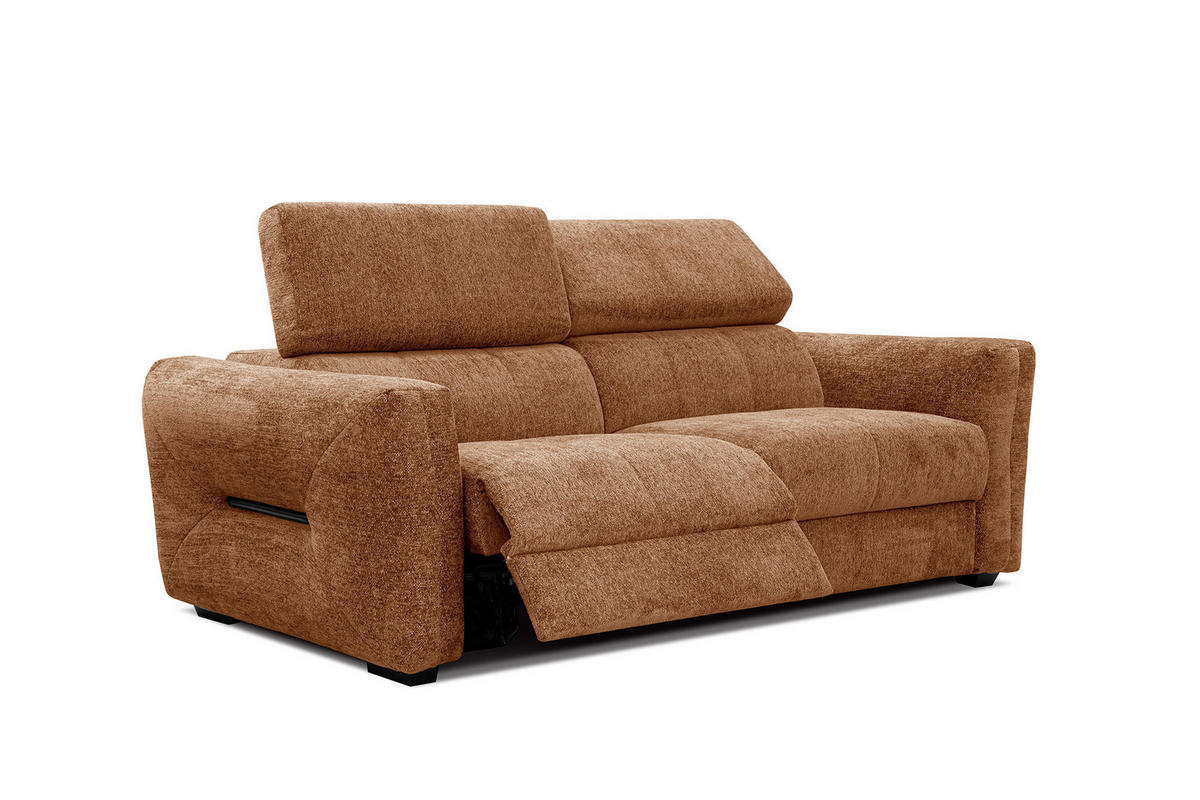 SOFA CALVERA 3-Sitzer mit 2 Relaxfunktionen, dunkelorange - Dunkelorange, Holzwerkstoff/Textil (204/79/106cm) - Courtois Laville