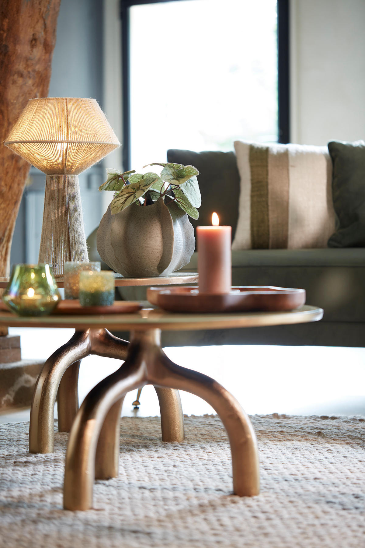 TISCHLAMPE Fugia Grün Ø36/57 cm - Grün, Textil (36/36/57cm) - Light & Living