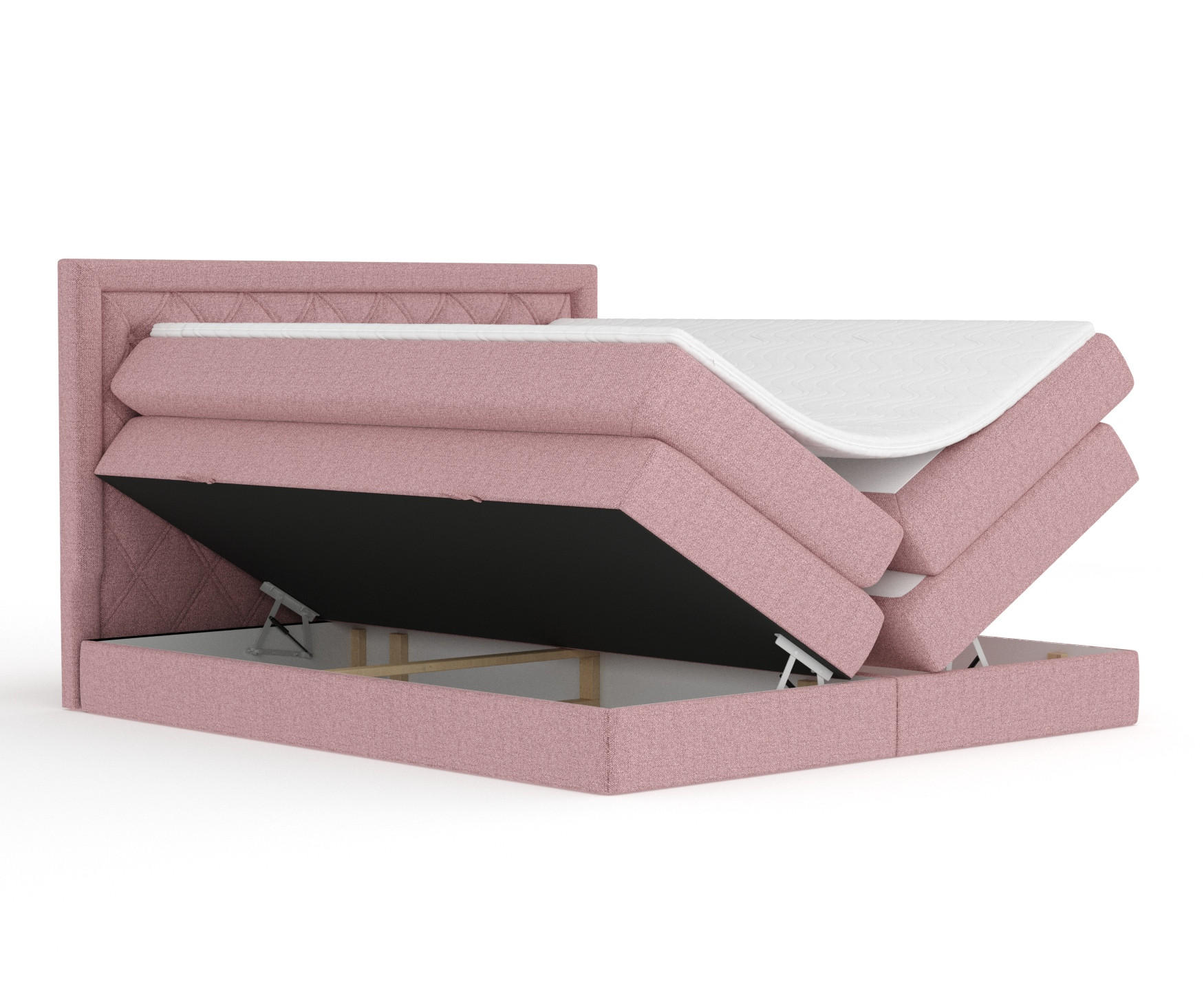 BOXSPRINGBETT Aurelia Rosa 200/200 cm - Schwarz/Rosa, Holz/Holzwerkstoff (200/200cm) - Maison de Reve