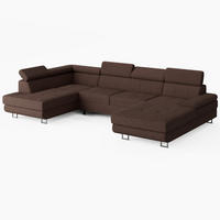 WOHNLANDSCHAFT MARRY Links Braun Cord-Stoff mit Schlaffunktion und zwei Bettkästen - Braun, Holz/Metall (335/90/190cm) - Barchello