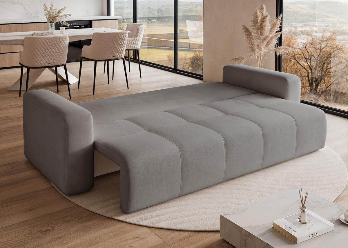 SCHLAFSOFA PEDRO mit Bettkasten Grau - Grau, Holzwerkstoff/Kunststoff (244/79/93cm) - Idohome