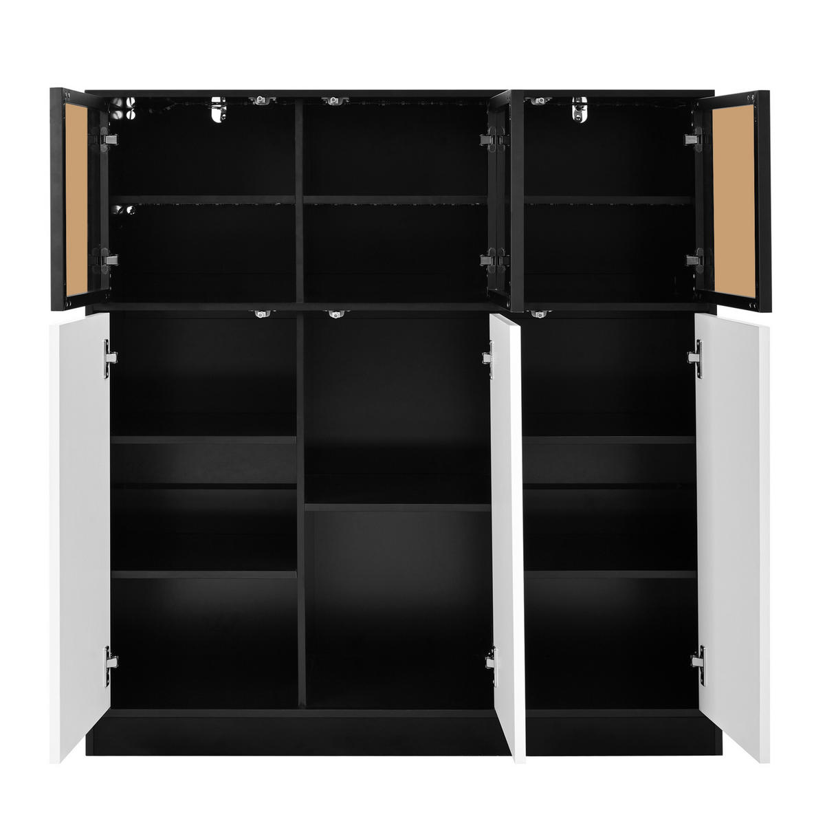 SIDEBOARD in Schwarz-Weiß 100x40x105 cm mit 6 Türen und LED-Beleuchtung - Schwarz, Holzwerkstoff (40/105/100cm) - IVMEU