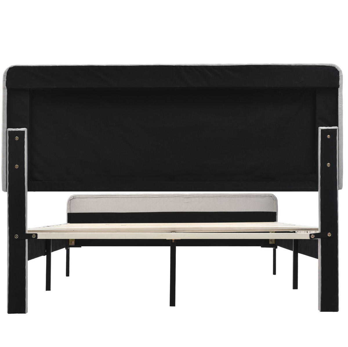 POLSTERBETT aus Leinen 180x200 cm Grau-Beige mit verstellbarem Kopfteil und Lattenrost - Beige, Textil (180/200cm) - IVMEU