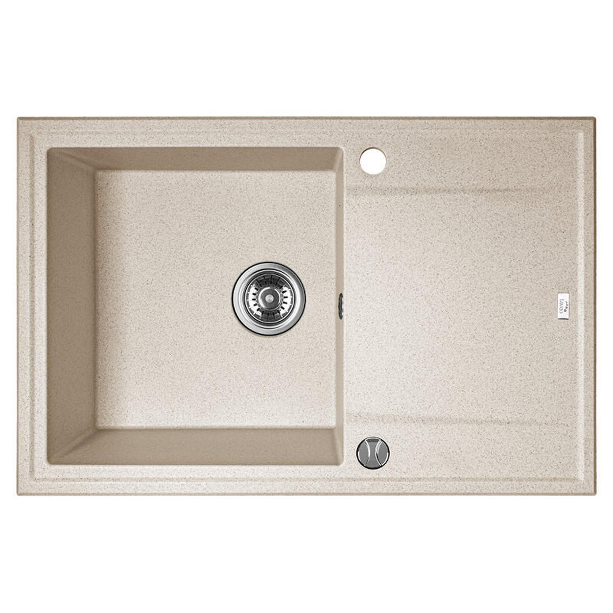 EINBAUSPÜLE Megalo Beige, Einzelbecken, 50/78/18,5 cm - Beige, Stein (50/18.5/78cm) - bad land