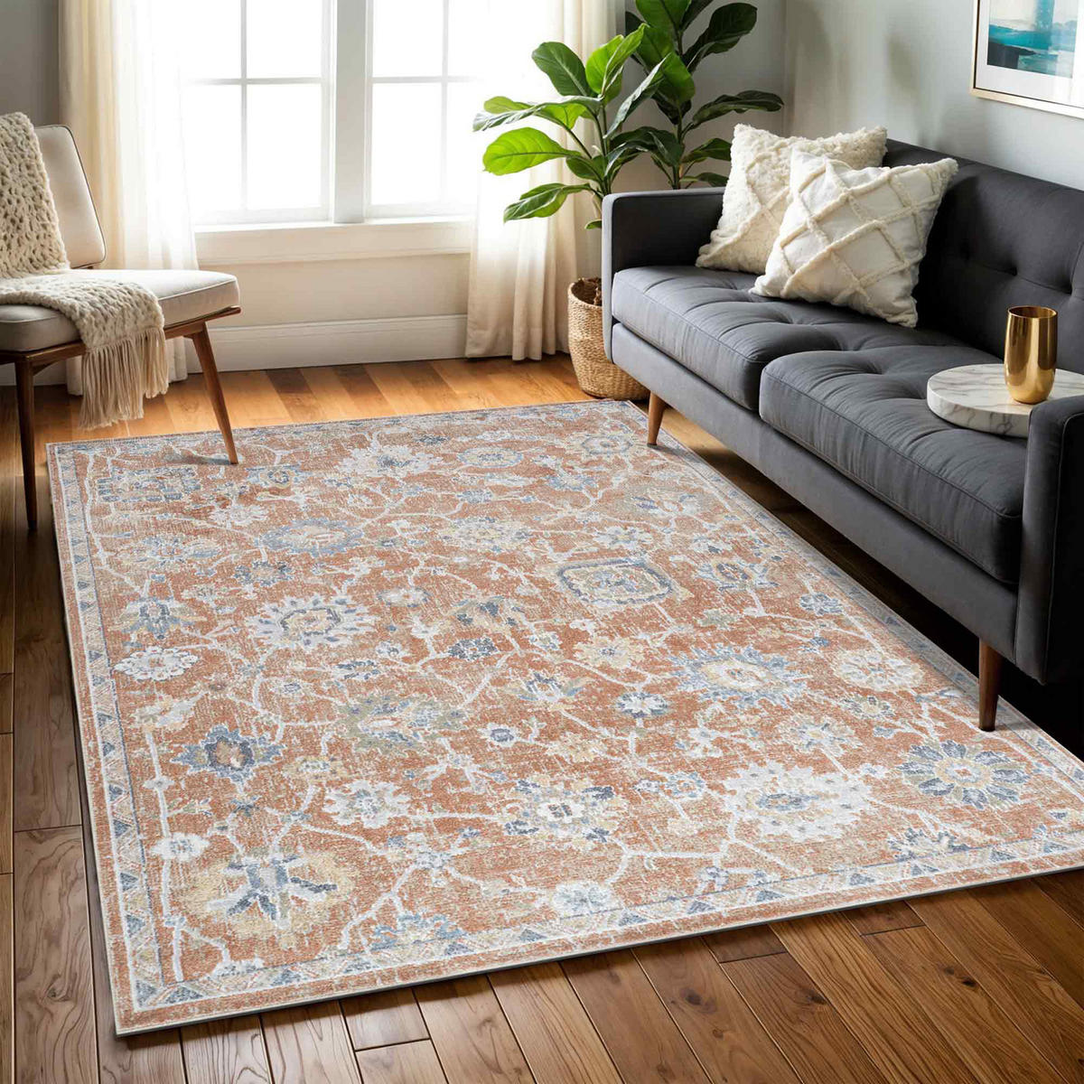 WASCHBARER TEPPICH Ruby 120/170 cm Terracotta - Terracotta, Textil (120/170cm) - LIVABLISS