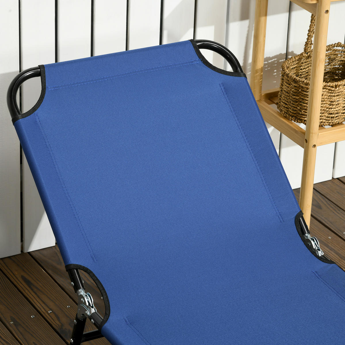 SONNENLIEGE 2er Set klappbar mit höhenverstellbarer Rückenlehne - Blau/Schwarz, Textil/Metall (188/28/56cm) - Outsunny