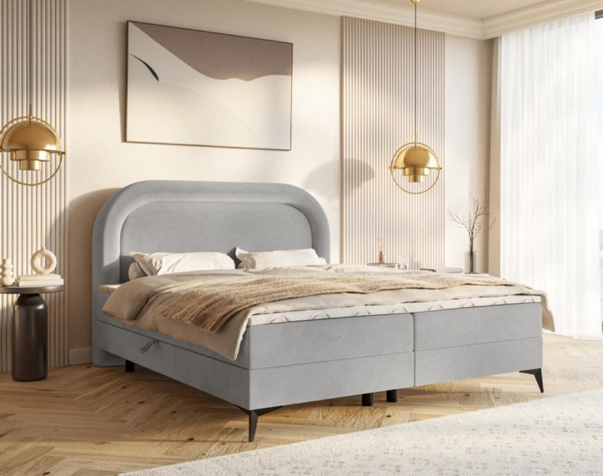 BETT Grau ROSSINI Kontinentalbett Mit Matratze - Grau, Textil (160/200cm) - Sepro Meble