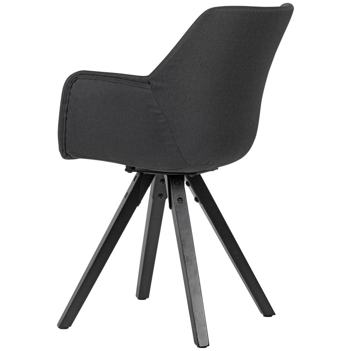 ESSZIMMERSTUHL Stoffbezug mit Armlehnen und Filzgleiter Modern gepolstert, Schwarz 54x58x85 cm - Anthrazit/Schwarz, Holz/Textil (54/85/58cm) - KADIMA DESIGN