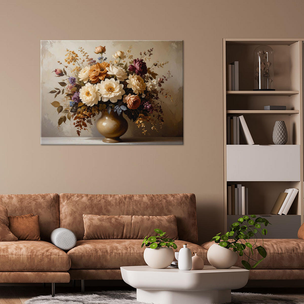 LEINWANDBILD Blumen 45x30cm - Beige, Textil (45/30cm) - Feeby