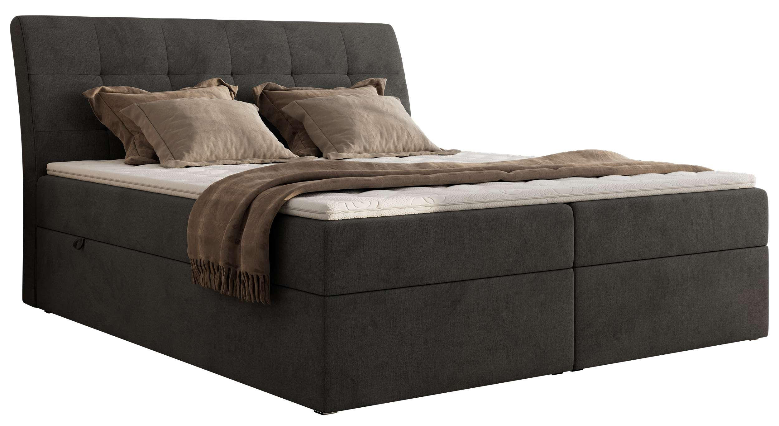 BOXBETT DAGOS 140/200 - Dunkelgrau Velvet - H3 - Topper T25 - Dunkelgrau, Textil (140/200cm) - MKS