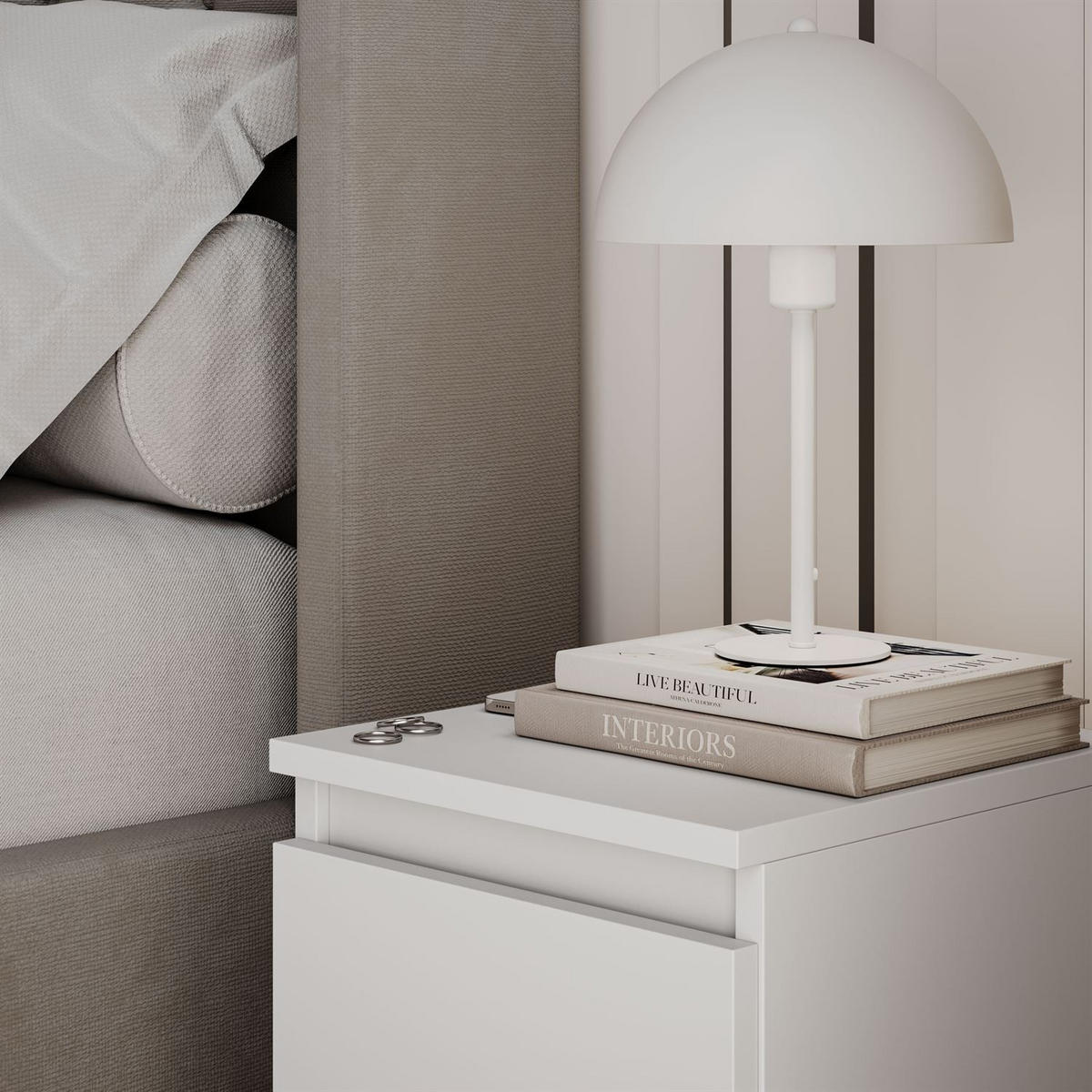 NACHTTISCH HANA M2 Weiß - Weiß, Holzwerkstoff (30/40/30cm) - Lookway